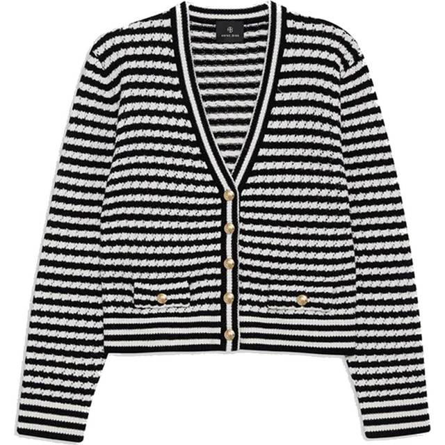 Gwen Cardigan - Black And Ivory Stripe
