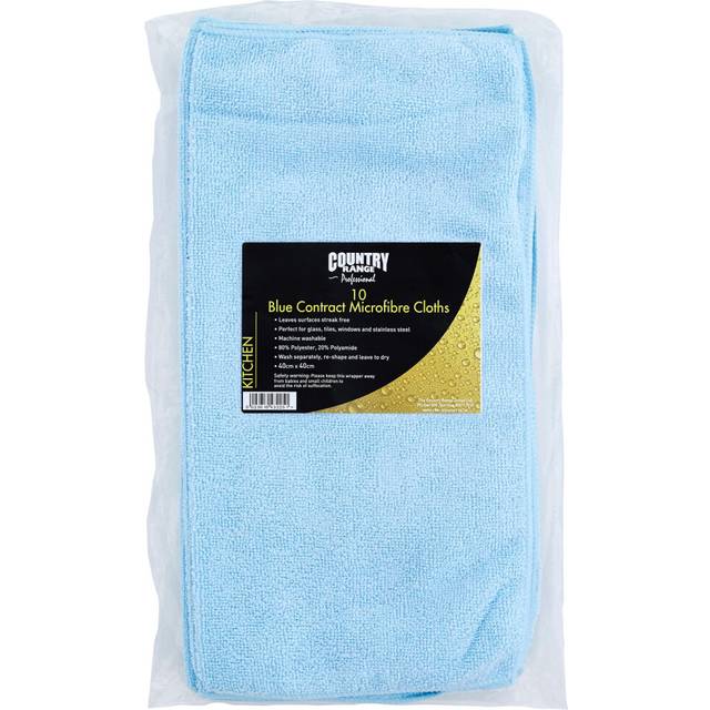 Country Range Blue Contract Microfibre Cloths 40cm x 40cm - 1x10