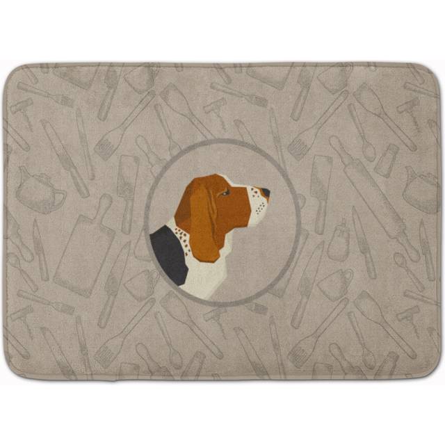 """""""""Caroline's Treasures Basset Hound In the Kitchen Machine Washable Memory Foam Mat doormats  Multicolor"""""""""