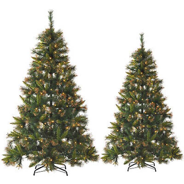 Pre-lit christmas tree artificial spruce xmas tree holiday décor stand