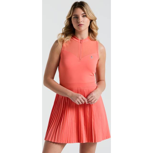 Original Penguin Women's Sleeveless Color Block Golf Dress, Size Large, Coral Quartz Orange, Polyester/Recycled Polyester/Elastane | Golf Apparel Shop (L)