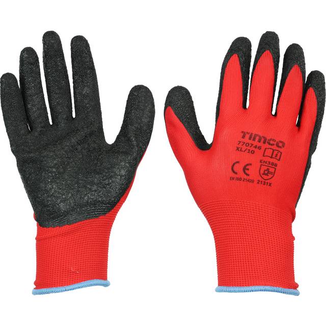 Timco - Light Grip Gloves Crinkle Latex Coated Polyester Size x Large