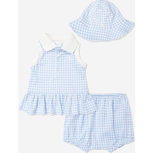 Ralph Lauren, Sets, female, Blue, 6 M, Baby Girls Gingham Shortall and Hat Set in Blue