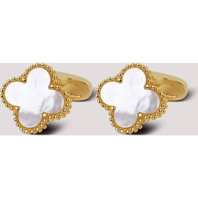 Hawes & Curtis Gold Flower Cufflinks | Mother of Pearl Detail Size: One Size