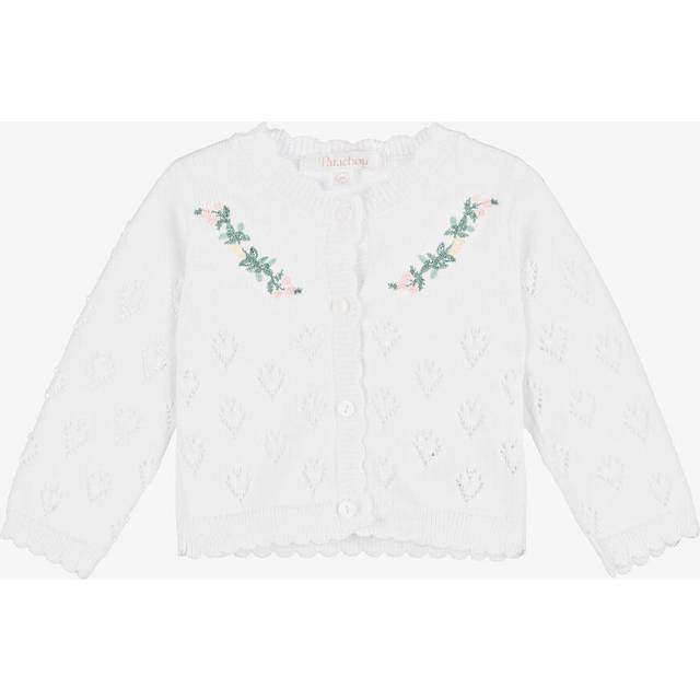 Patachou Baby Girls White Cotton Knit Cardigan - 12 month