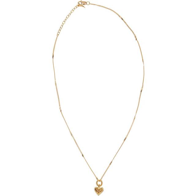 Mini Ridge Heart Charm Pendant Necklace | 18ct Gold Plated