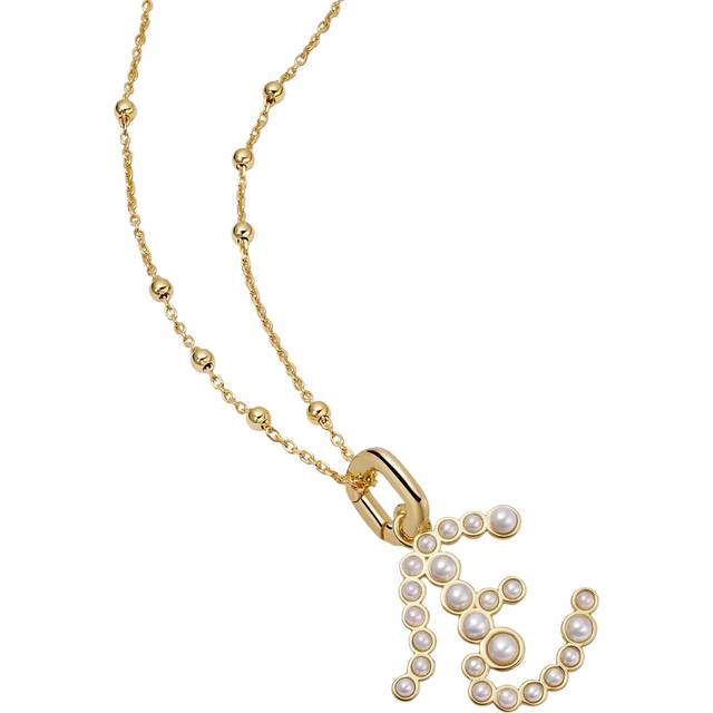 Daisy London Pearl Initial Pendant Necklace, Gold