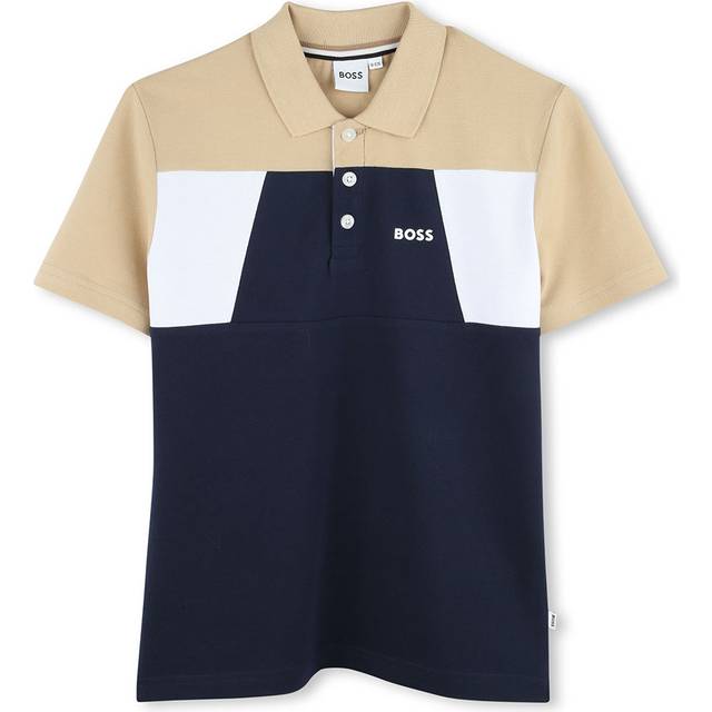 Boss Boys Blue & Beige Cotton Polo Shirt - 5 year