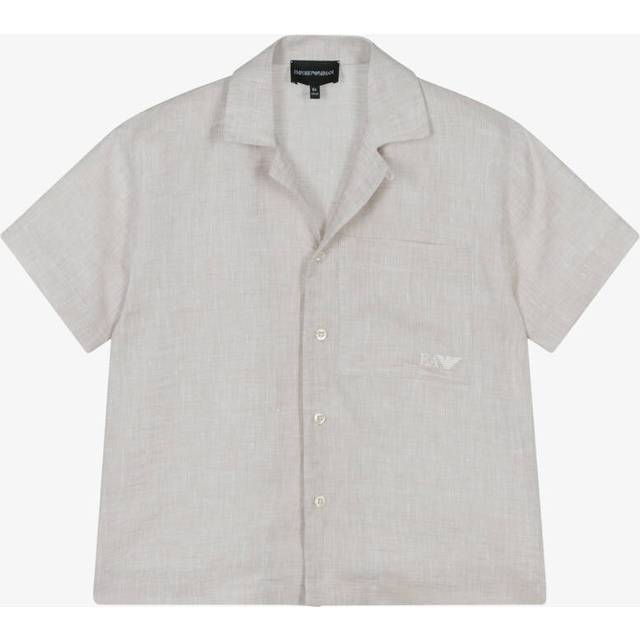Emporio Armani Boys Beige Linen Shirt With Revere Collar - 10 year
