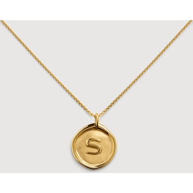Womens Monica Vinader Initial S Stamp 18ct Yellow Gold Vermeil Necklace