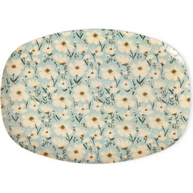 RICE Rice melamintallrik 22x30 cm Summer bloom - Blå