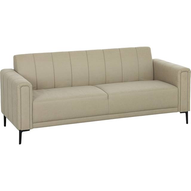 HOMCOM 3 Seater Sofa, Modern Fabric Sofa Couch, Channel Tufted Upholstered Sofa Settee for Living Room, Guest Room, Bedroom, Home Office, Khaki