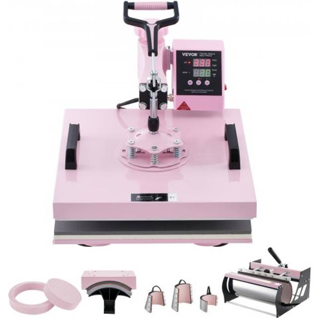 VEVOR Hitzepresse Transferpresse 38x38cm 8 in 1 Tumbler Presse T-Shirts Rosa