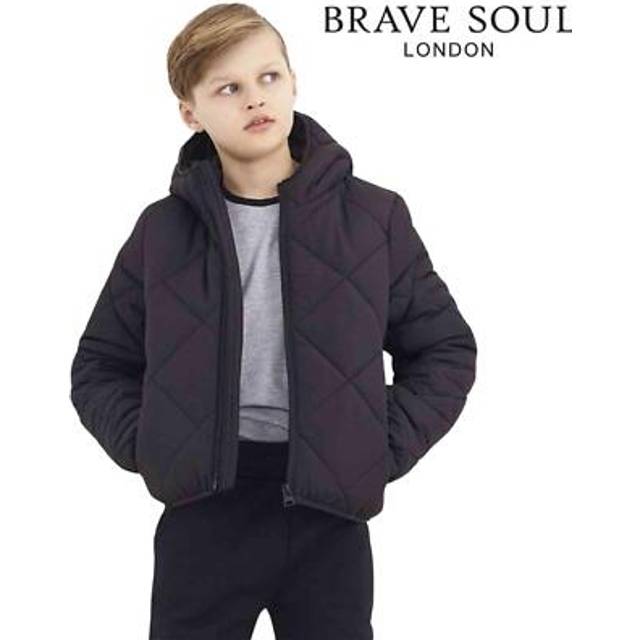 Brave soul boys hooded winter jacket windproof puffer jacket, black, 7-14 years