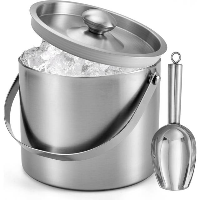 Ice Bucket (3 Liter) Stainless Steel Double Wall Insulated Ice Bucket