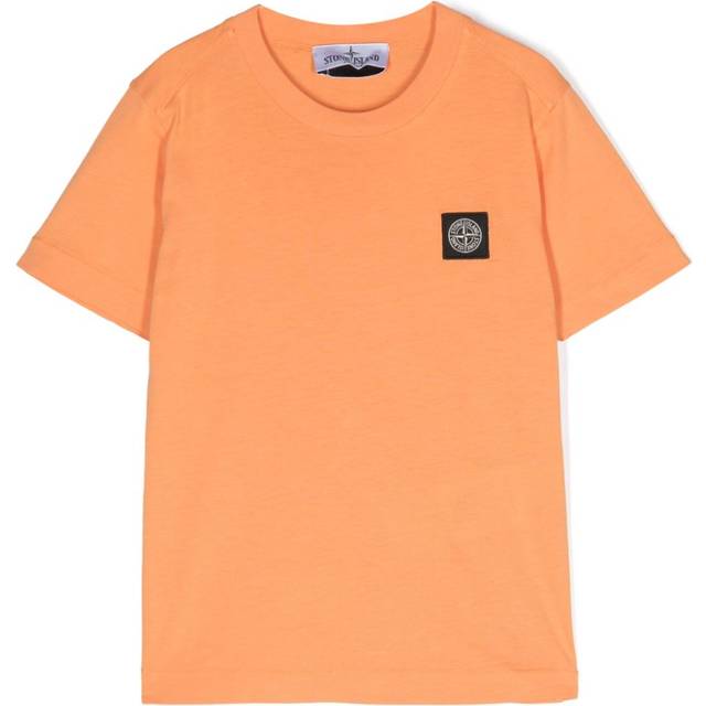 Stone Island Junior - Compass-patch cotton T-shirt - kids - Cotton - 2 - Orange