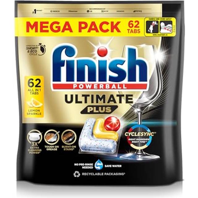 Finish Ultimate Plus Intensive Clean & Shine Dishwasher Tablets Lemon - 62 Tabs