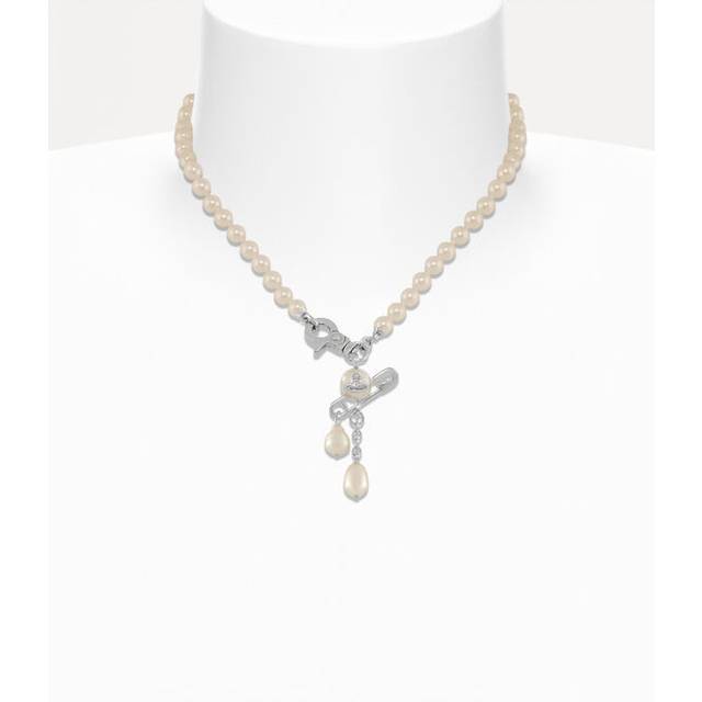 Vivienne Westwood Small Claude Pearl Necklace Silver Swarovski Pearls Women - ---