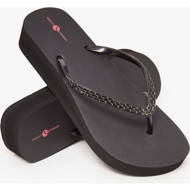 Crystal Wedge Flip Flops - Gold (9)