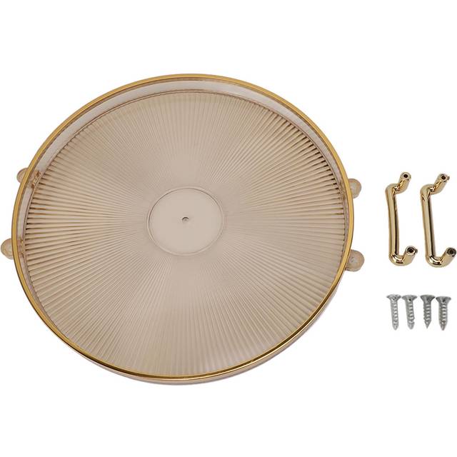 Round Tray with Gold Handle Elegant Multi Functional Golden Rim Serving Tray for Fruit Desserts amber