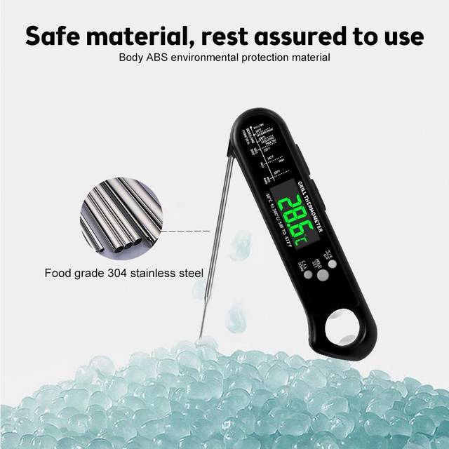 Digital Meat Thermometer for Cooking Battery Powered Dual Probes 2-3s Instant Read Meat Thermometer svart