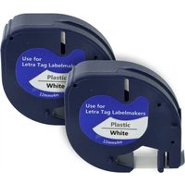 Vhbw - 2x Label Tape compatible with Dymo LetraTag Plus LT-100H, LT-100T, xm, 2000 Label Printer 12mm Black on White