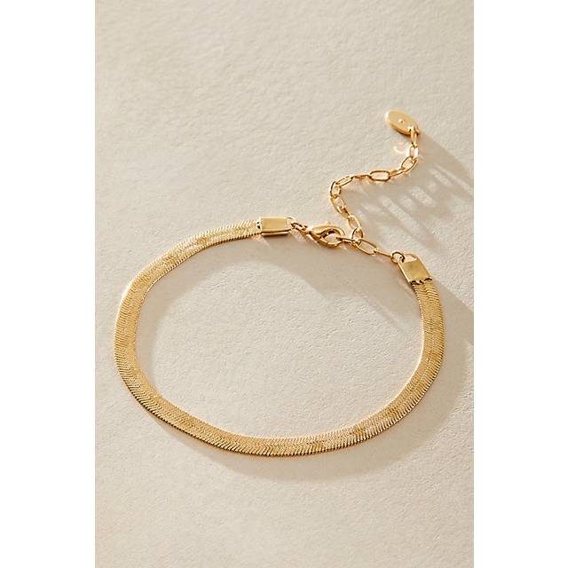 Christy Herringbone Anklet in Gold