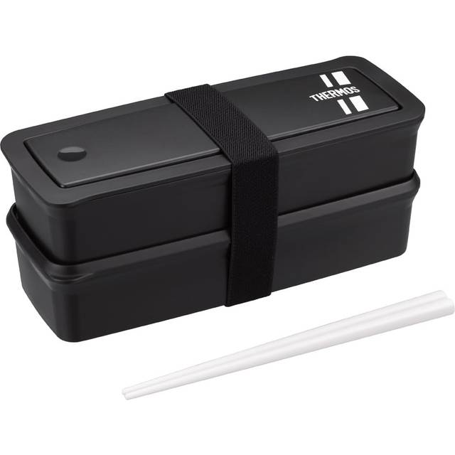 Thermos Bento Box 2 Tier Fresh Lunch Box with Hashi 980ml Black Silver DJS-981W BKSL