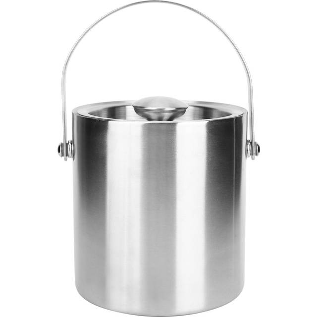 Ice Bucket with Lid Stainless Steel Double Layer Wine Champagne Barrel Bar Supplies 2L