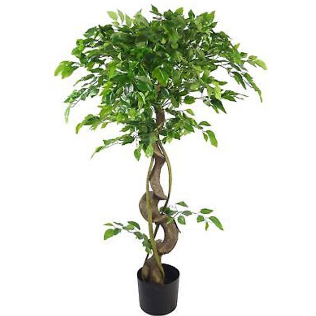 Artificial Japanese Fruticosa Tree Twisted Ficus 120Cm Leaf Design UK Botanik, Green