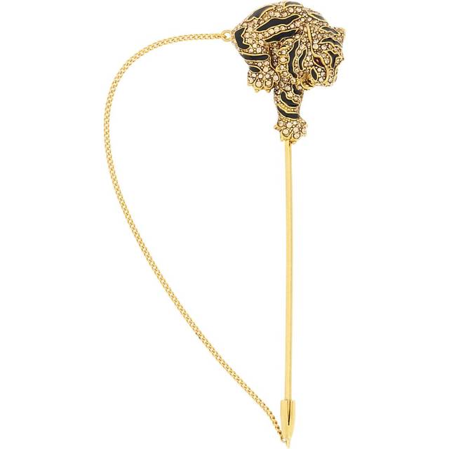 Roberto Cavalli - tiger-motif brooch pin - women - Brass/Enamel/glass - One Size - Gold
