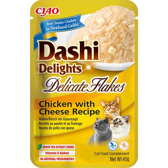 INABA Cat Dashi Delights Delicate Flakes Kyckling och ost 40g