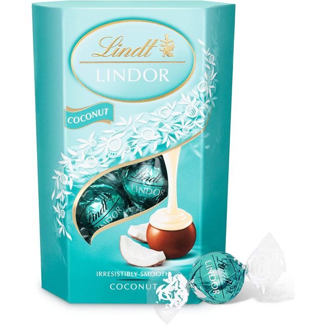 Lindt Lindor Coconut Milk Chocolate Truffles Box - Approx 16 balls, 200g - Chocolate Truffles with a Smooth Melting Filling - Gift Present -