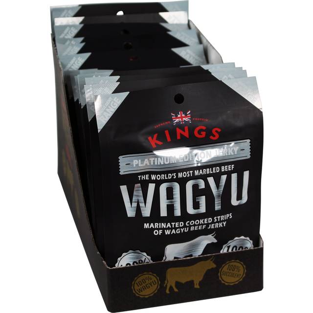 Kings - Wagyu Beef Jerky - Platinum Edition Indulgent Range - High Protein Meat Snack - Box of 12 x 25 g Packs