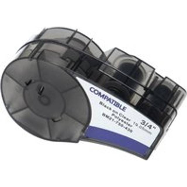 Label Tape Replacement for Brady M21-750-430-WT-CL for Label Printer 19.05mm Black on Transparent, Polyester - Vhbw