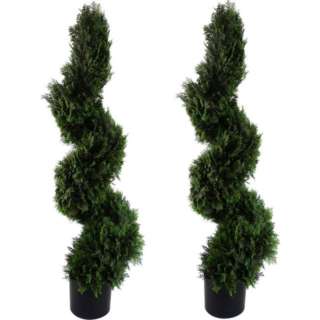 120cm Purple Large Leaf Spiral with Decorative Planter - Green - One Size