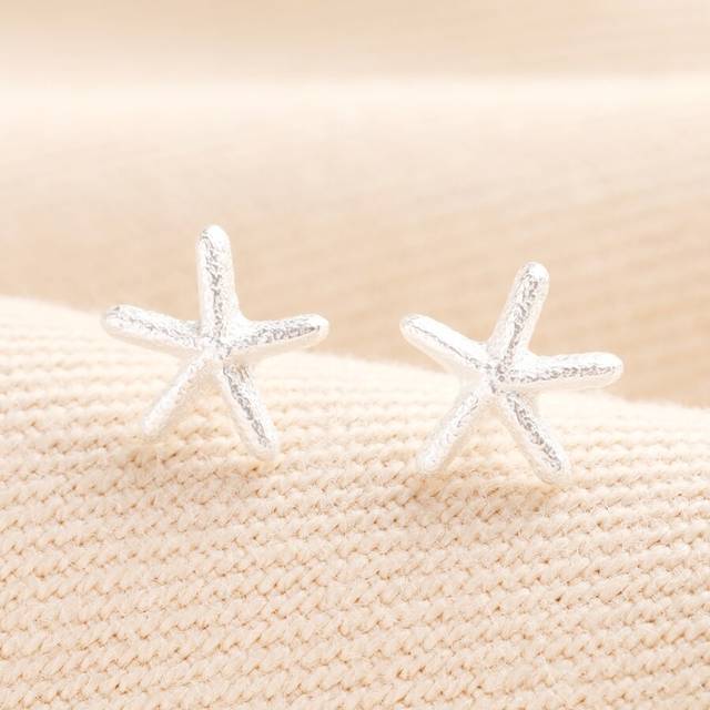 Sterling Silver Starfish Stud Earrings - silver - one size
