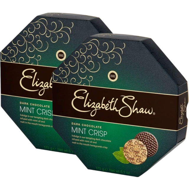 Elizabeth shaw dark mint wrapped crisp chocolates 2 x 175g boxes