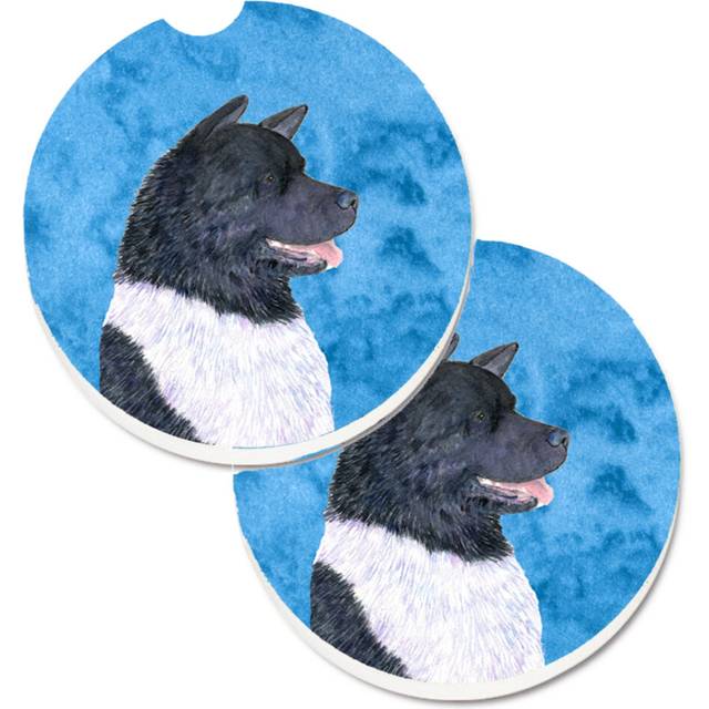"""""Caroline's Treasures Blue Akita Set of 2 Cup Holder Car Coasters SS4797-BUCARC  2.56  Multicolor"""""