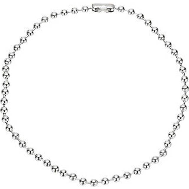 Silver-tone beaded chain necklace, 6mm bead ball necklace, 22 inch length