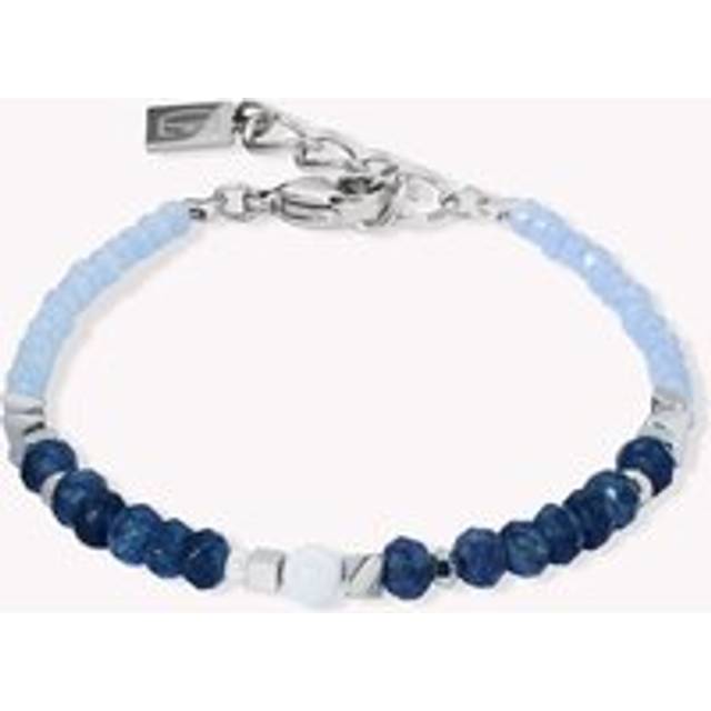 Coeur De Lion Elegance Gemstones Bracelet Blue Chalcedony, Jade & Cut Glass For Women - blue/silver
