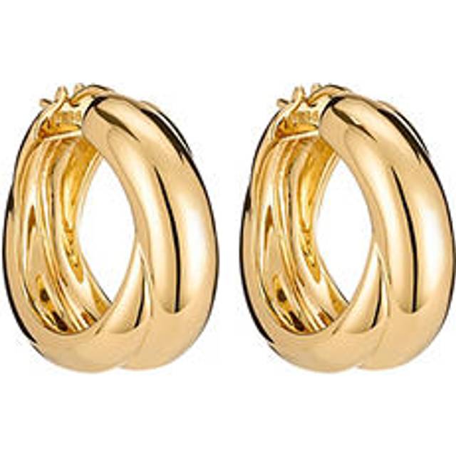 Lucy Williams Chunky Medium Entwine Hoop Earrings | 18ct Gold Plated