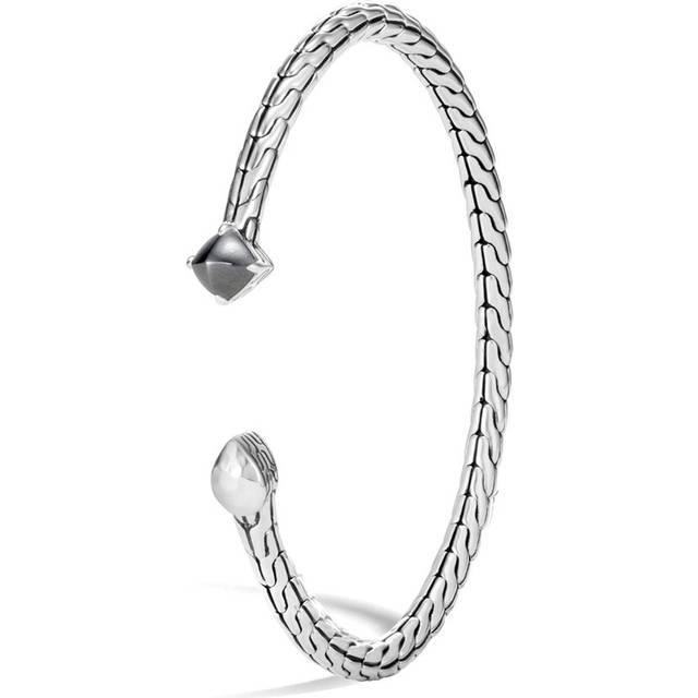 John Hardy Classic Chain Silver Hematite Hammered Flex Cuff Bracelet