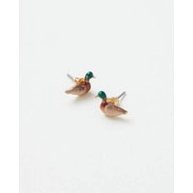 Womens Enamel Mallard Duck Stud Earrings - Multi - One Size