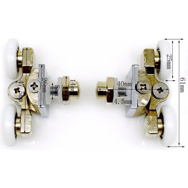 4Pcs 23/25mm Shower Wheels Stainless Steel Brass Shower Pulleys Replacement Door Rollers For Bathroom Fixture Hardware