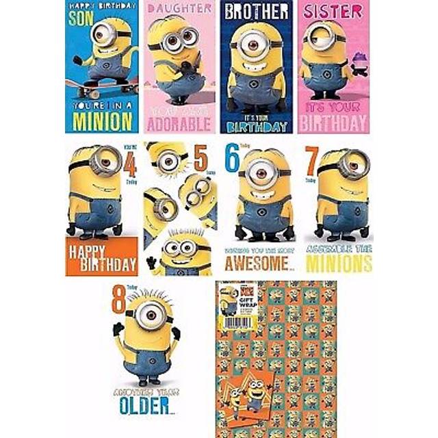 Despicable me minions birthday cards & gift wrap ages 4 - 8 son daugher sister