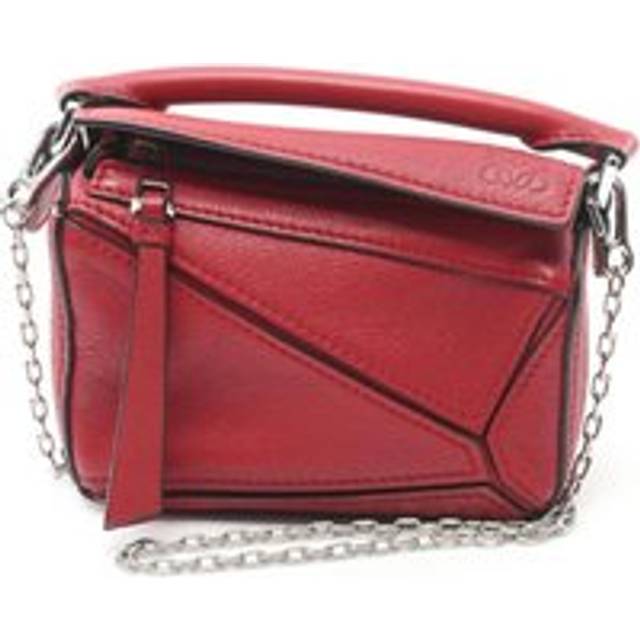 Womens Preloved Puzzle Mini Red Calfskin Leather Wo Handbags - One Size