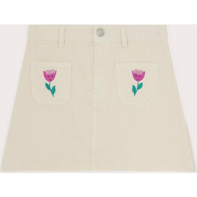 Monsoon Girls Denim Tulip Embroidered Skirt (3-13 Yrs) - 3-4 Y - Cream, Cream