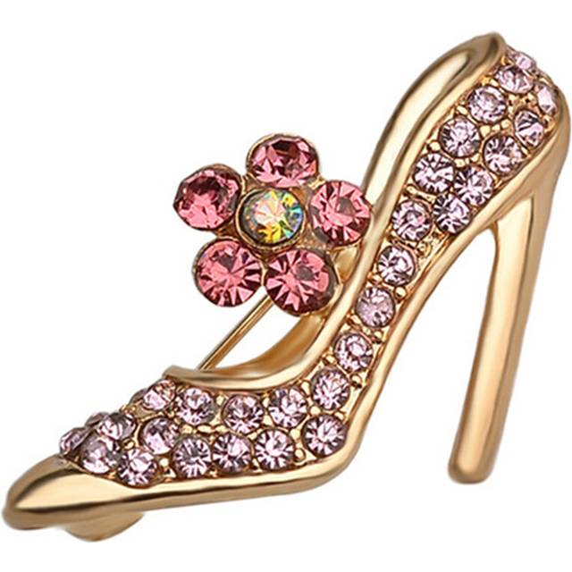 High-Heeled Shoe Brooches Women Embellishment Lapel Pin Gold Brooch