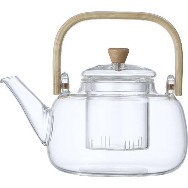 Household Teapot 1000ml Large Capacity Multifunctional Borosilicate Teapot with Bamboo Handle